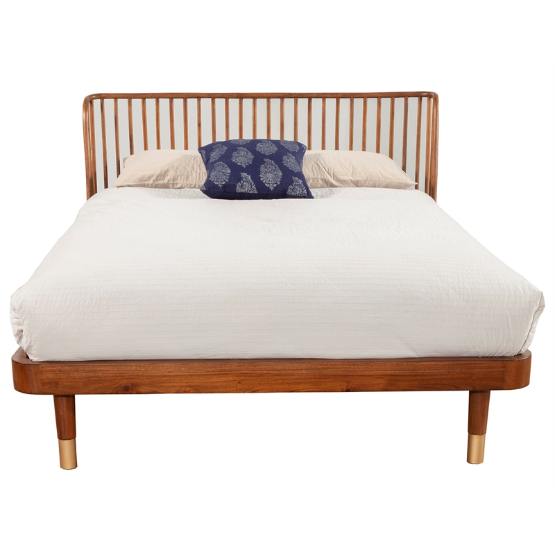 Alpine Furniture Belham Full Wood Platform Bed in Dark Walnut (Brown)