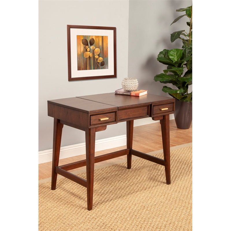 Alpine Furniture Gramercyy Wood Bedroom Vanity in Walnut Brown