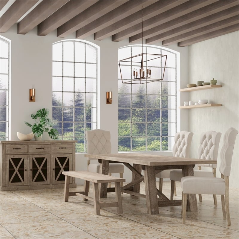 Alpine Furniture Newberry Extension Dining Table in Weathered Natural (Brown)