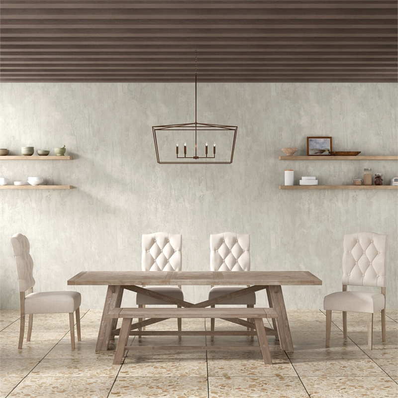 Alpine Furniture Newberry Extension Dining Table in Weathered Natural (Brown)