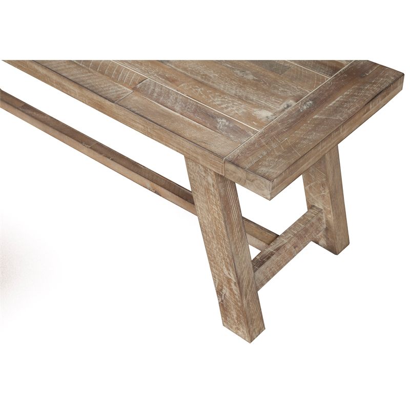 Alpine Furniture Newberry Wood Dining Bench in Weathered Natural