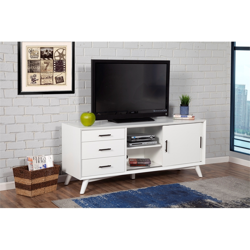 Alpine Furniture Flynn Large Wood TV Console in White