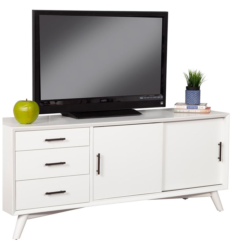 Alpine Furniture Flynn Large Wood TV Console in White