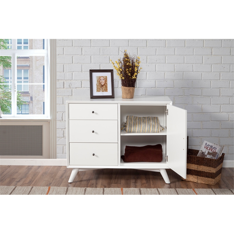 Alpine Furniture Flynn Wood  Accent Cabinet in White