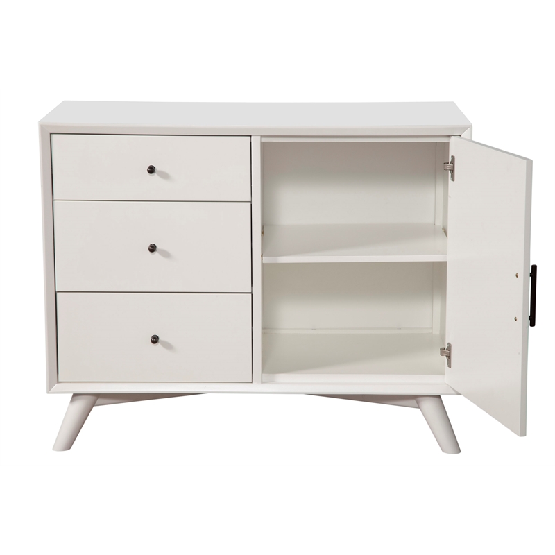 Alpine Furniture Flynn Wood  Accent Cabinet in White