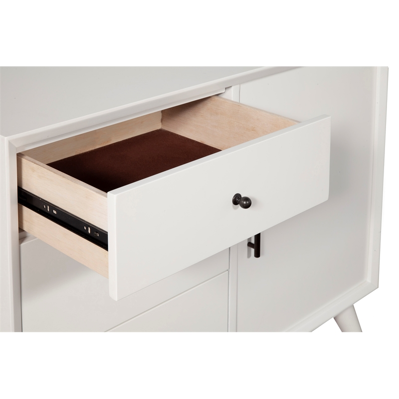 Alpine Furniture Flynn Wood  Accent Cabinet in White