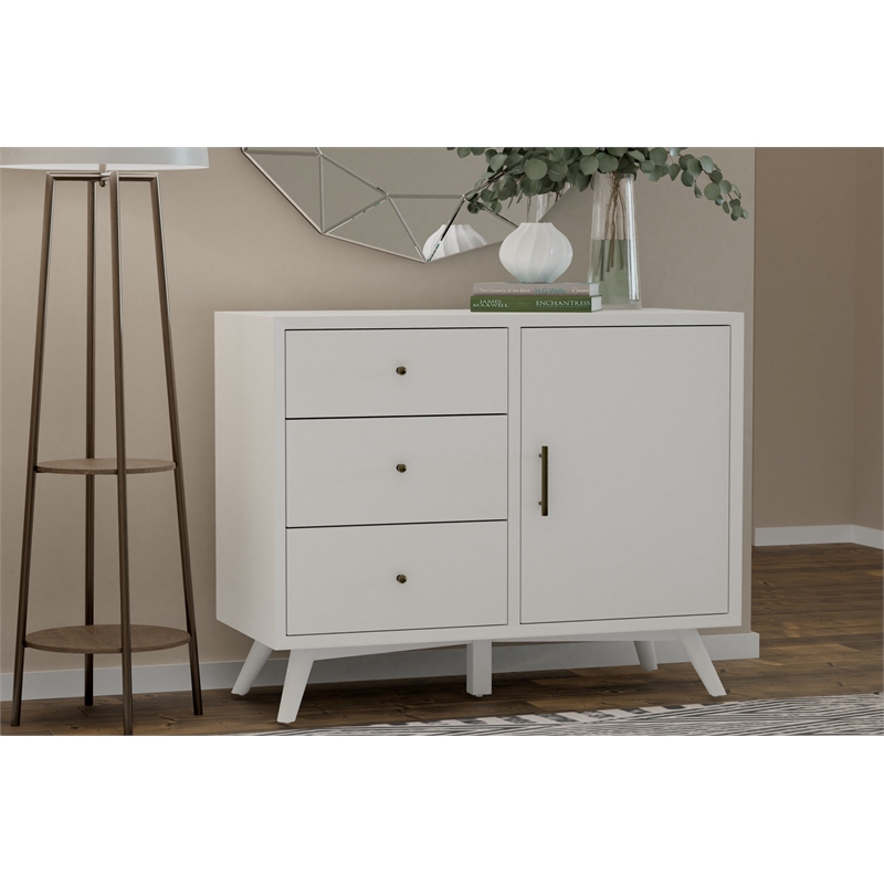 Alpine Furniture Flynn Wood  Accent Cabinet in White
