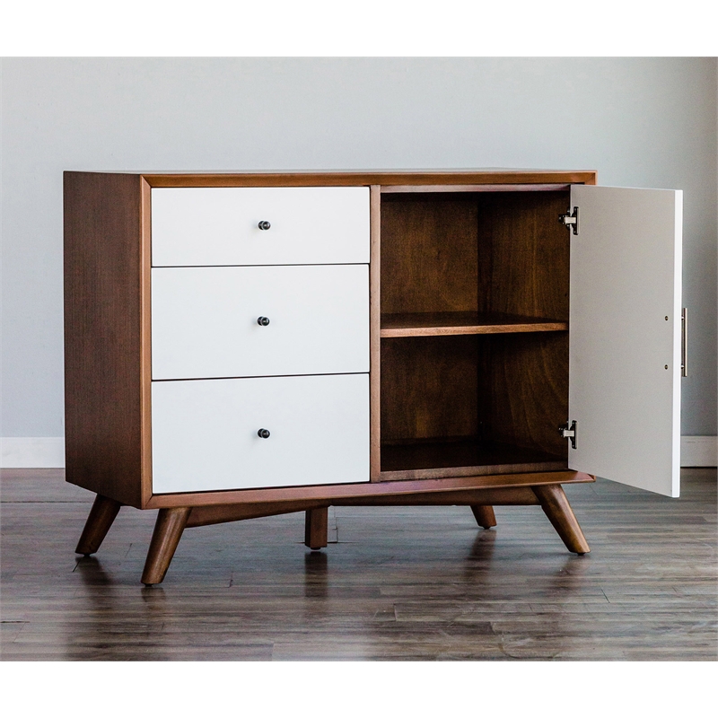 Alpine Furniture Flynn Accent Wood Cabinet in Acorn-White
