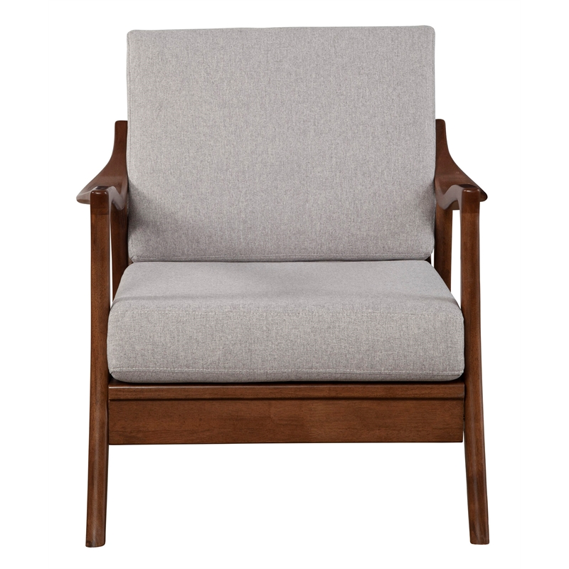 Alpine Furniture Slate Wood Lounge Chair with Removable Cushions in Brown-Gray