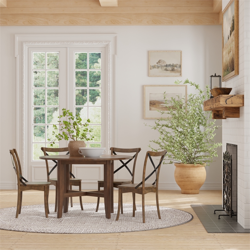 Alpine Furniture Arendal Set of 2 Side Chairs in Burnished Dark Oak (Brown)