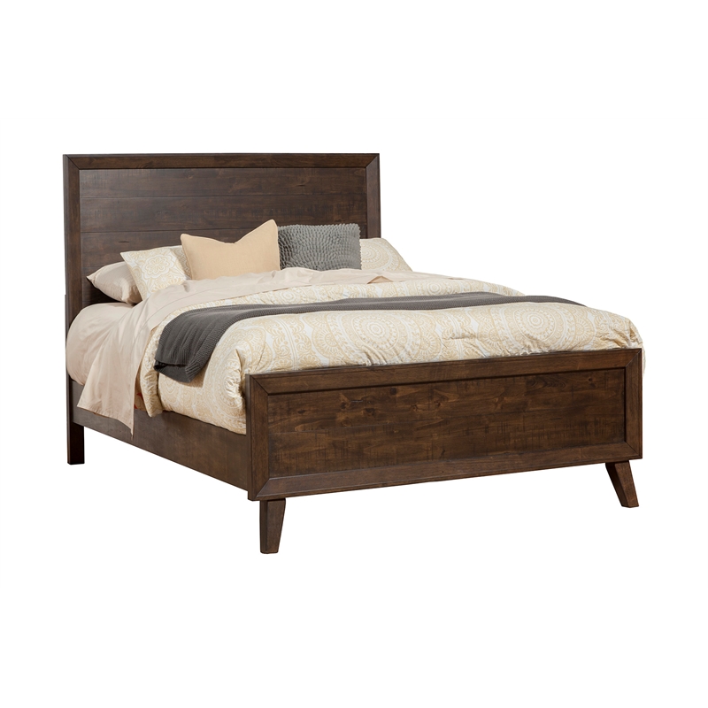 Alpine Furniture Alcott Queen Wood Panel Bed in Tobacco (Brown)