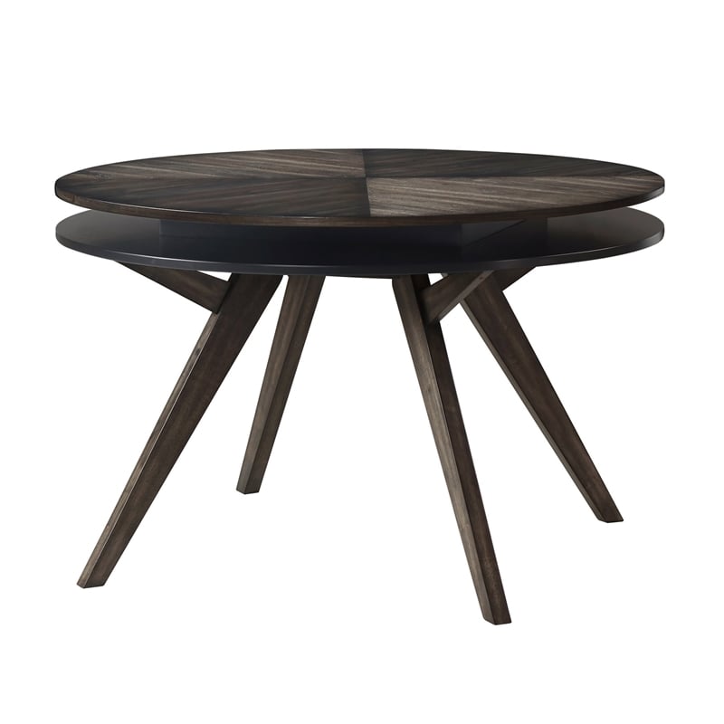Alpine Furniture Lennox Round Wood Dining Table in Dark Tobacco (Brown)
