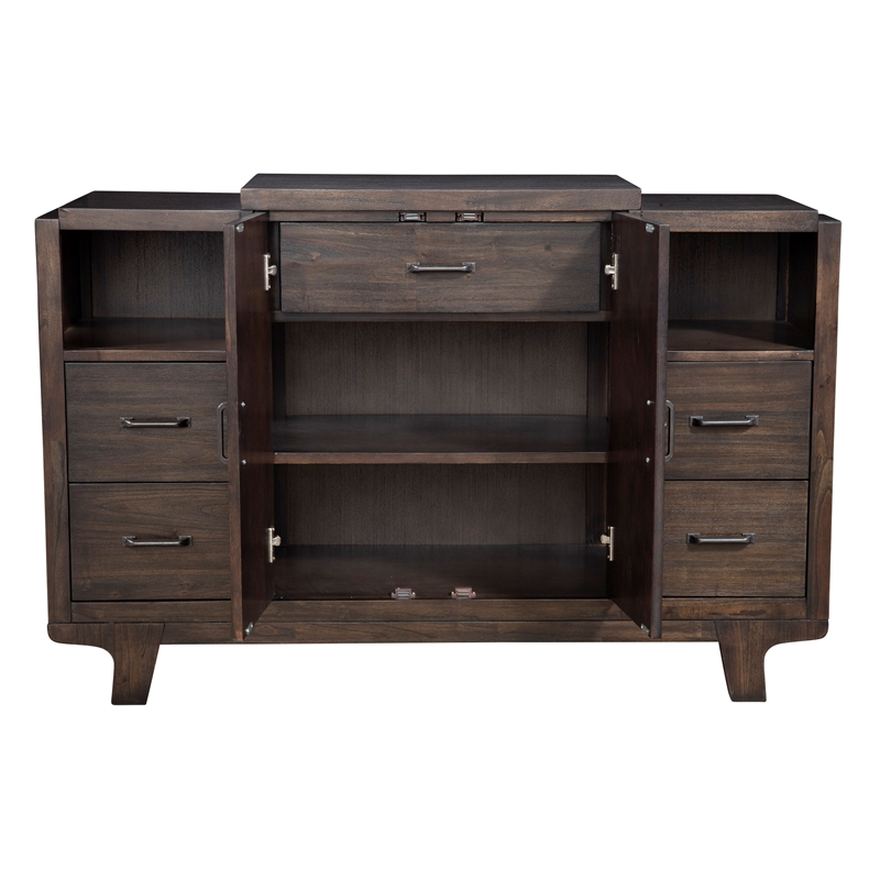 Alpine Furniture Olejo Wood Dining Server in Chocolate Brown