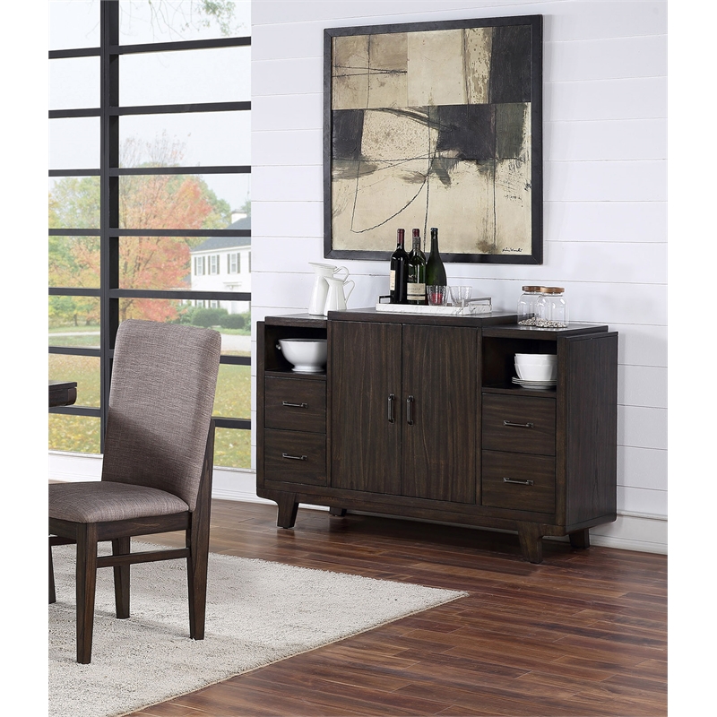 Alpine Furniture Olejo Wood Dining Server in Chocolate Brown