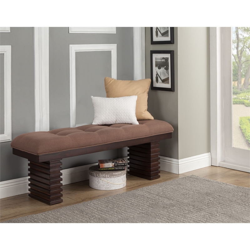 Alpine Furniture Trulinea Upholstered Dining Bench in Dark Espresso