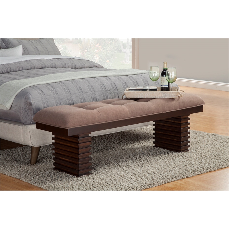 Alpine Furniture Trulinea Upholstered Dining Bench in Dark Espresso