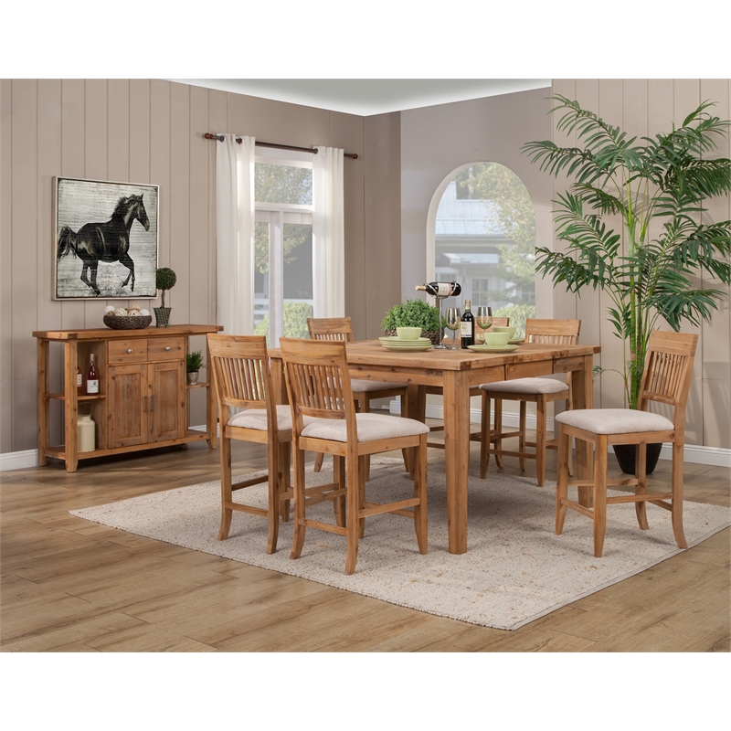 Alpine Furniture Aspen Wood Extension Pub Table in Antique Natural (Brown)