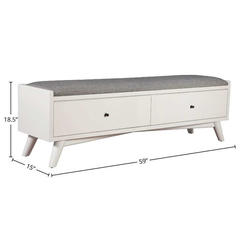 Alpine Furniture Flynn Wood Bench in White