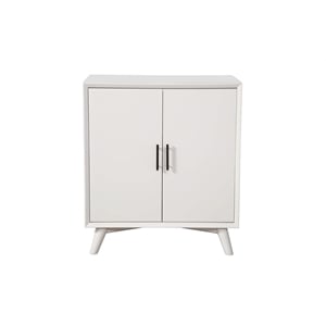 Alpine Furniture Flynn Small Wood Bar Cabinet in White