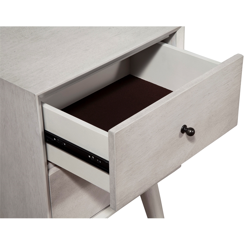 Alpine Furniture Flynn Mid Century Modern Wood 2 Drawer Nightstand in Gray