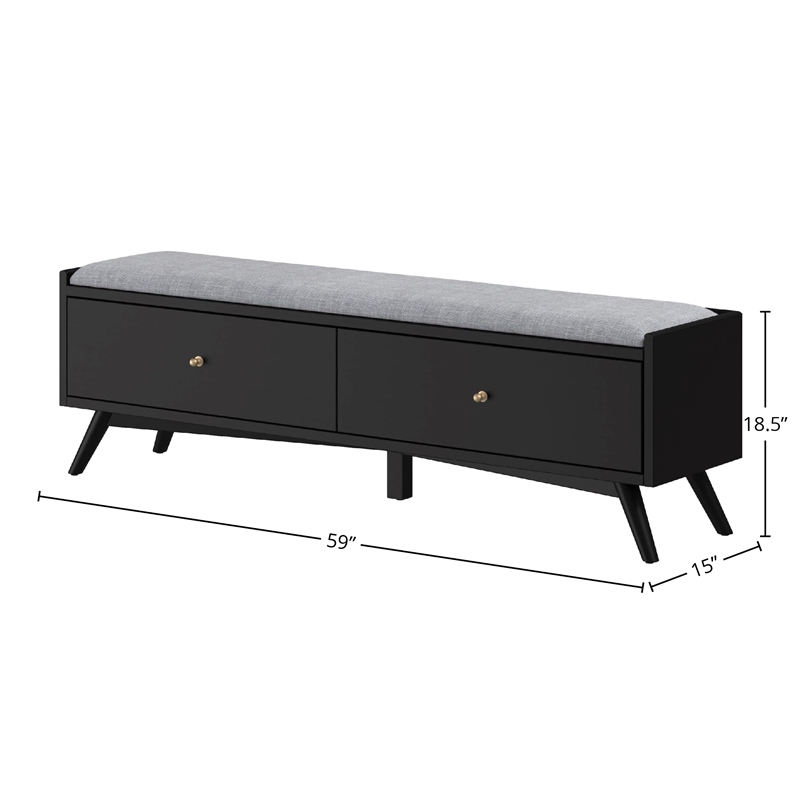 Alpine Furniture Flynn Wood Storage Bench in Acorn-White