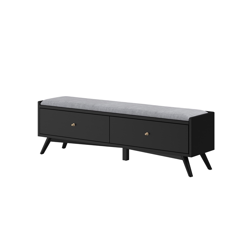 Alpine Furniture Flynn Wood Storage Bench in Acorn-White