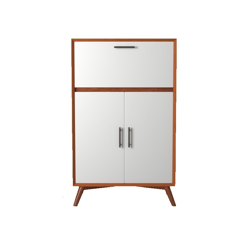 Alpine Furniture Flynn Large Wood Bar Cabinet in Acorn-White