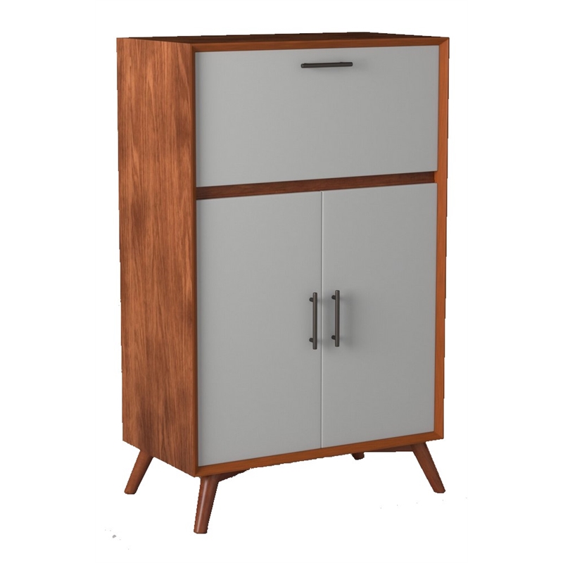 Alpine Furniture Flynn Large Wood Bar Cabinet in Acorn-White