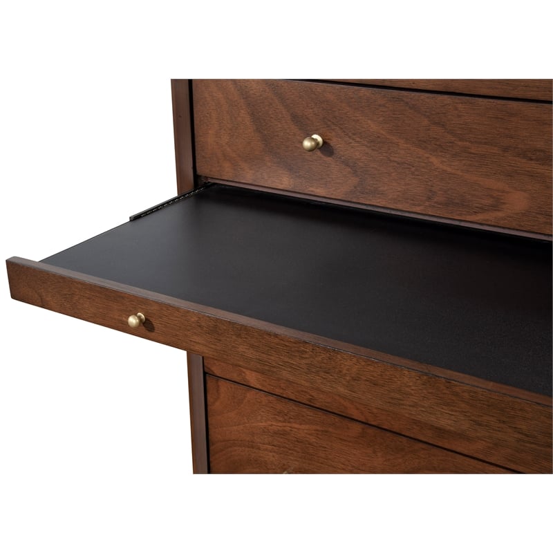 Alpine Furniture Flynn Mid Century 4 Drawer Accent Chest in Walnut (Brown)