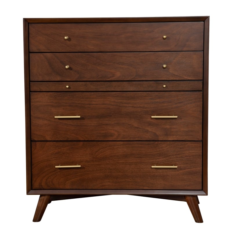 Alpine Furniture Flynn Mid Century 4 Drawer Accent Chest in Walnut (Brown)