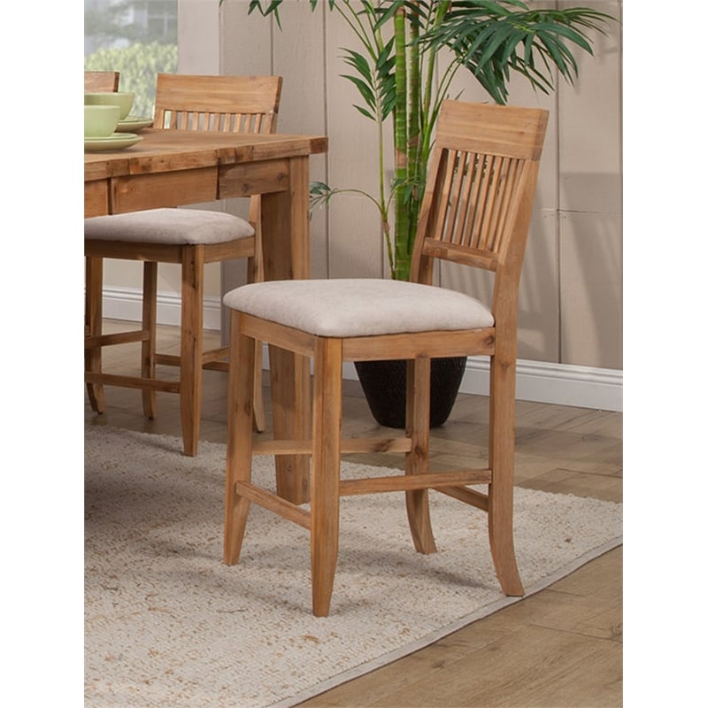 Alpine Furniture Aspen Set of 2 Pub Dining Chairs in Antique Natural (Brown)