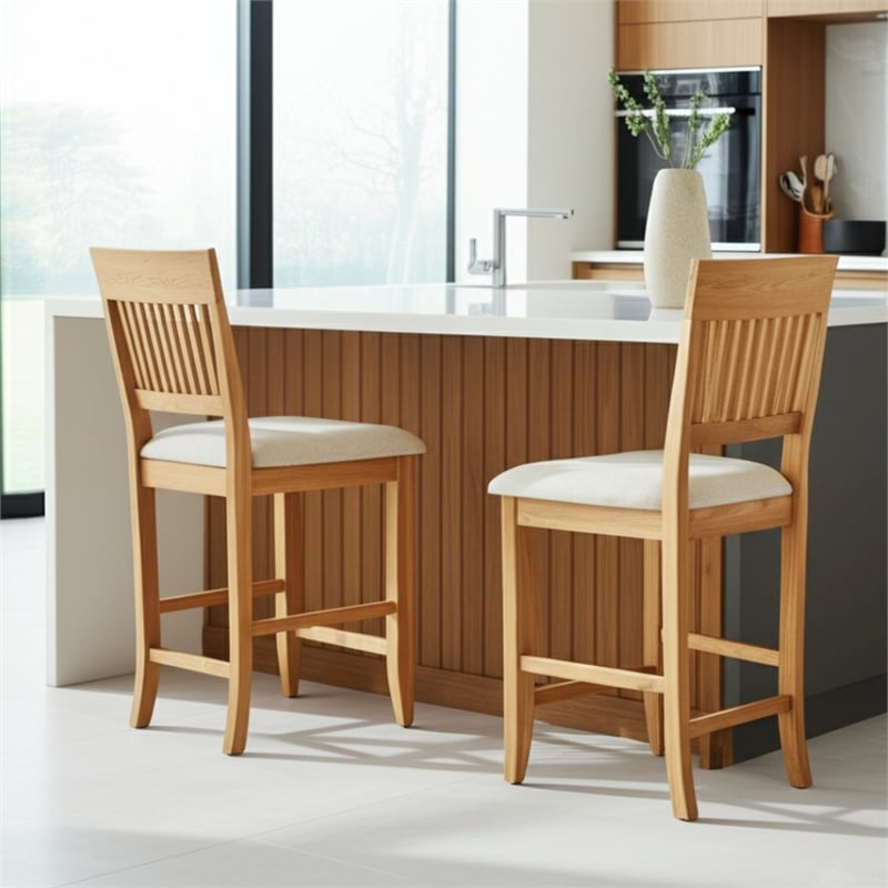 Alpine Furniture Aspen Set of 2 Pub Dining Chairs in Antique Natural (Brown)