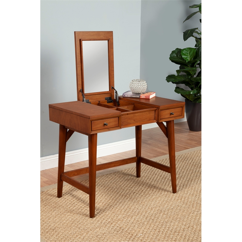 Alpine Furniture Flynn Wood Bedroom Vanity in Acorn (Brown)