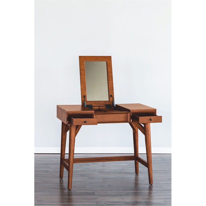 Alpine Furniture Flynn Wood Bedroom Vanity in Acorn (Brown)