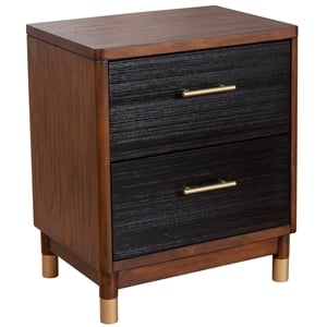 Alpine Furniture Belham 2 Drawer Wood Nightstand in Dark Walnut (Brown)