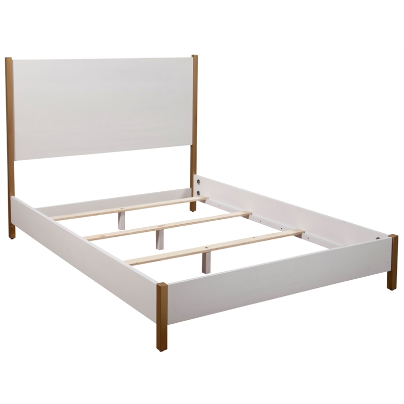 Alpine Furniture Madelyn Standard King Wood Panel Bed in White