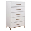 Alpine Furniture Madelyn Five Drawer Wood Chest in White