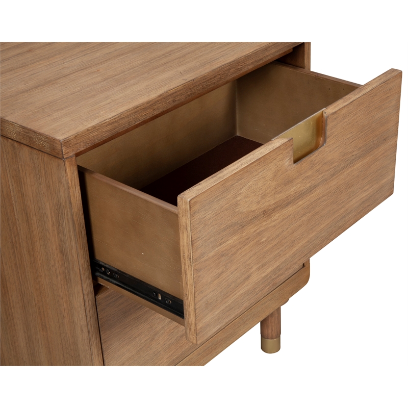 Alpine Furniture Two Drawer Wood Nightstand in Sand (Beige)