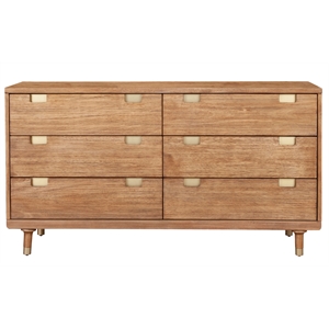 Alpine Furniture Eaton Six Drawer Wood Dressser in Sand (Beige)