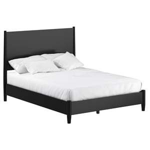 Alpine Furniture Flynn Mid Century Modern California King Panel Bed in Black