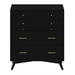 Alpine Furniture Flynn Mid Century Modern 4 Drawer Multifunction Chest in Black