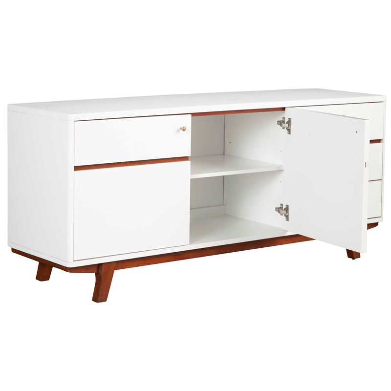 Dakota 64.5 in. W Wooden TV Console with 3 Drawers & 2 Doors in White