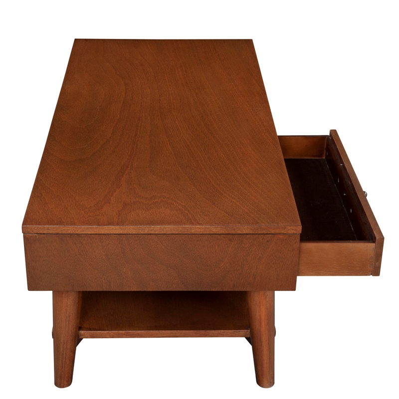 Alpine Furniture Flynn Wood 1 Drawer Coffee Table in Acorn (Brown)