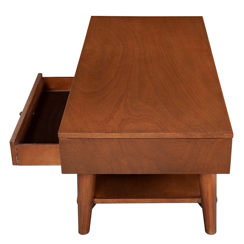 Alpine Furniture Flynn Wood 1 Drawer Coffee Table in Acorn (Brown)
