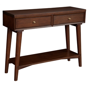Alpine Furniture Flynn Wood Console Table with 2 Drawers in Walnut
