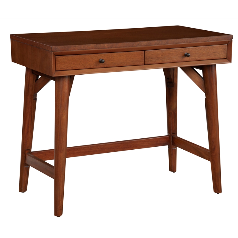 Alpine Furniture Flynn Wood 2 Drawer Desk in Acorn (Brown)