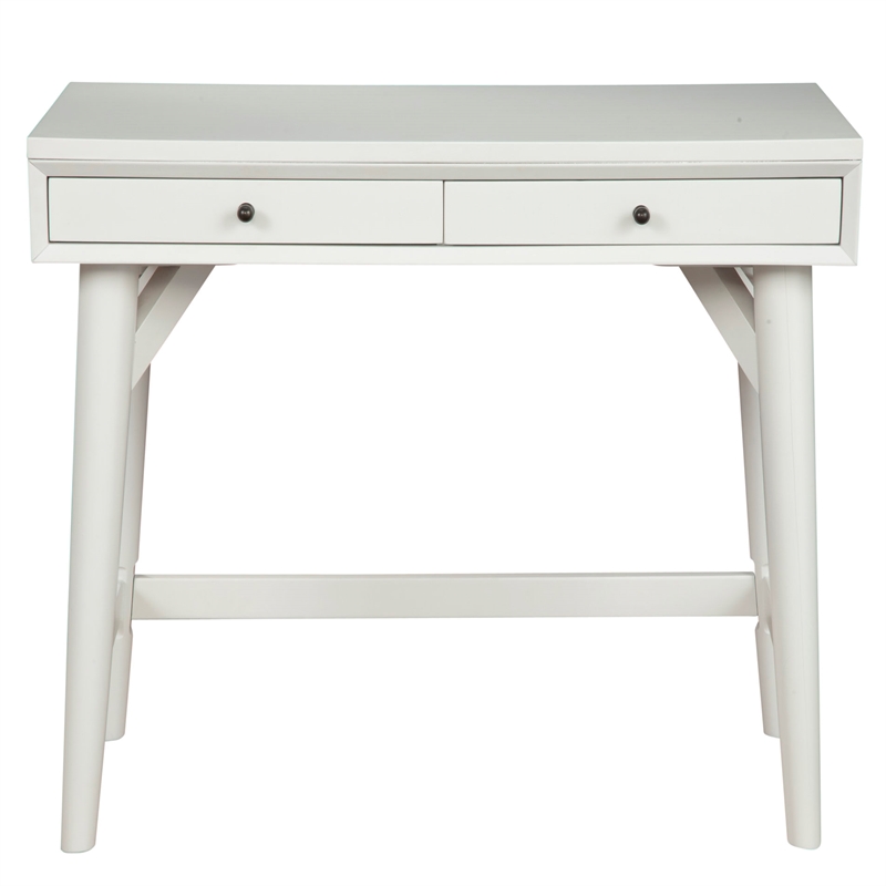 Alpine Furniture Flynn Wood 2 Drawer Desk in White