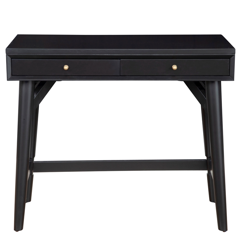 Alpine Furniture Flynn Wood 2 Drawer Desk in Black