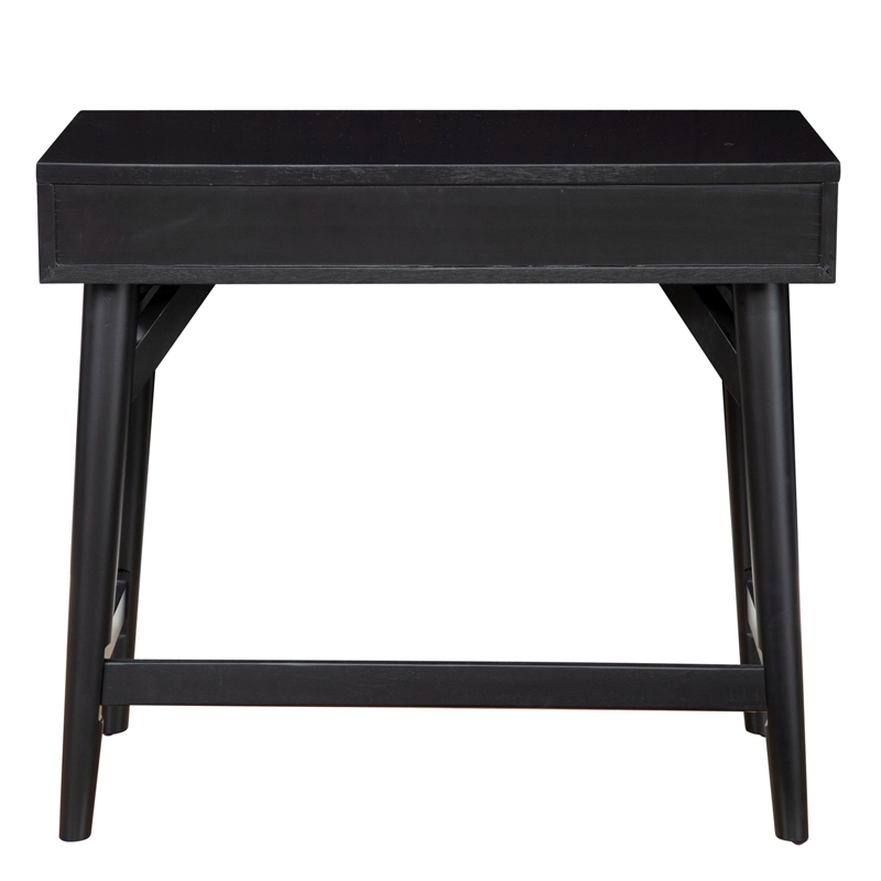 Alpine Furniture Flynn Wood 2 Drawer Desk in Black