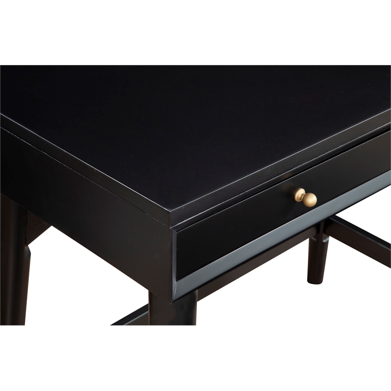 Alpine Furniture Flynn Wood 2 Drawer Desk in Black